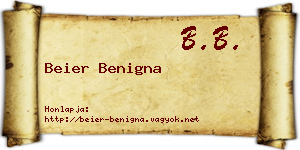 Beier Benigna névjegykártya